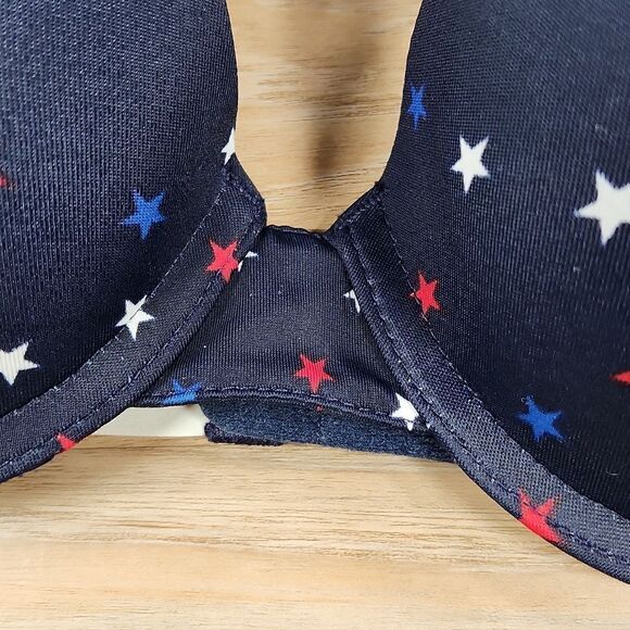 💜Tommy Hilfiger Blue Star Print Micro Push-up Bra 34C - Picture 6 of 10